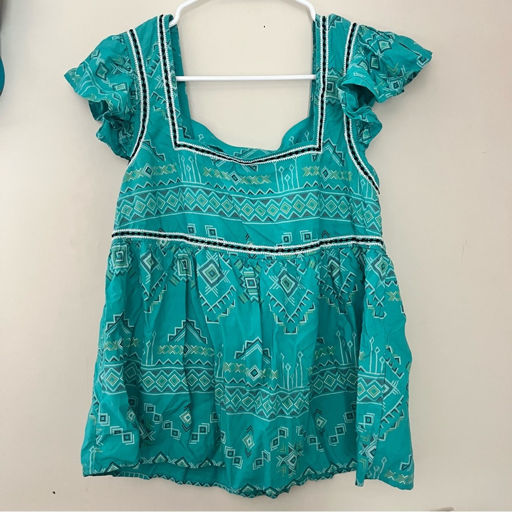 Wrangler Turquoise Geometric Women's Blouse